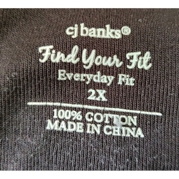 CJ Banks Women's Plus Everyday Fit Tee Long Sleeve Black 100% Cotton Size 2X - Picture 3 of 5